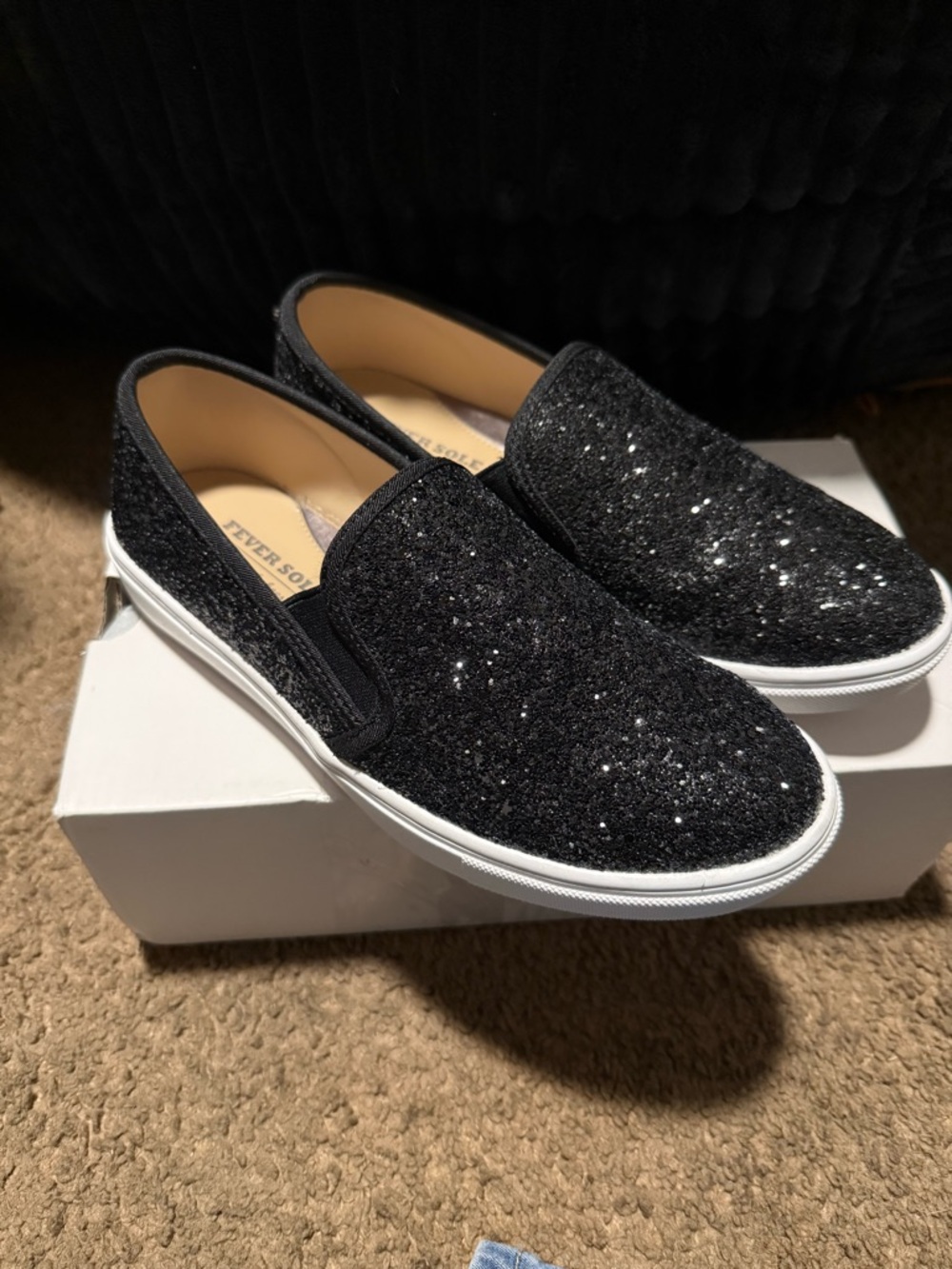 Glitter Slip-On Sneakers - Black